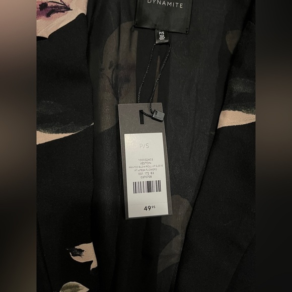 Dynamite women’s small blazer, new with tags, floral, open, black pink - Picture 2 of 11